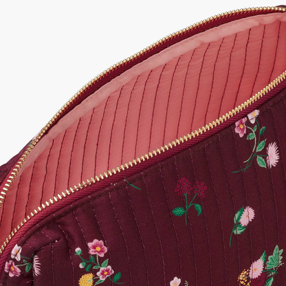 Ditsy Dahlia Quilted Large Cosmetic Pouch