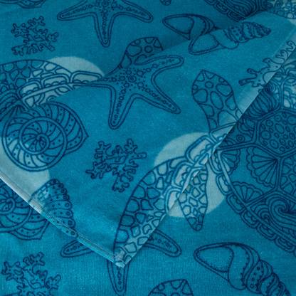 Sea Turtle Shells Velour Beach Towel 30" x 60"