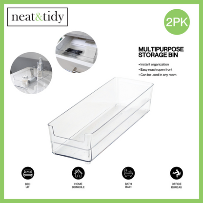 N&T 2pk Medium Rectangle Storage Bins 167Gg PET Clear