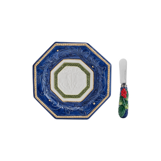 Telluride Blue Appetizer Plate with Spreader