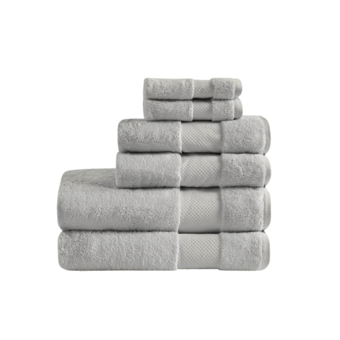 Turkish Cotton 6 Piece Bath Towel Set - Grey