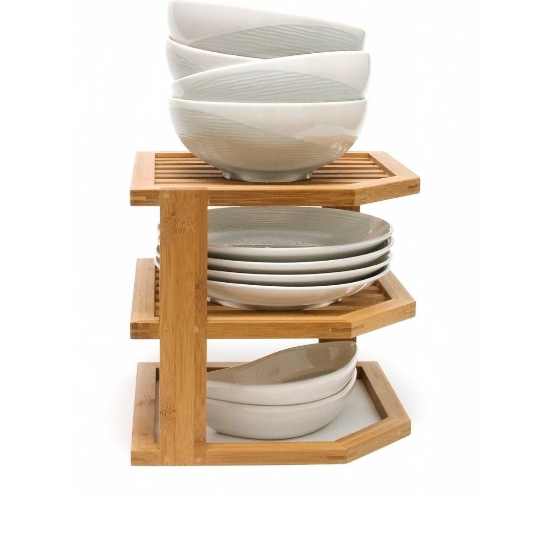 Bamboo 3-Tier Corner Shelf