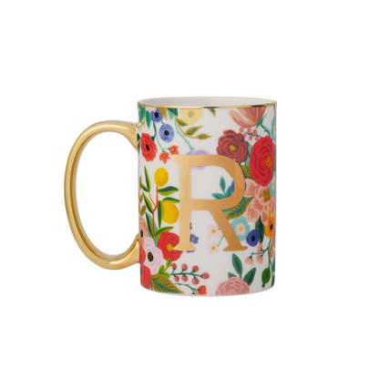 Garden Party Porcelain Monogram Mug - R