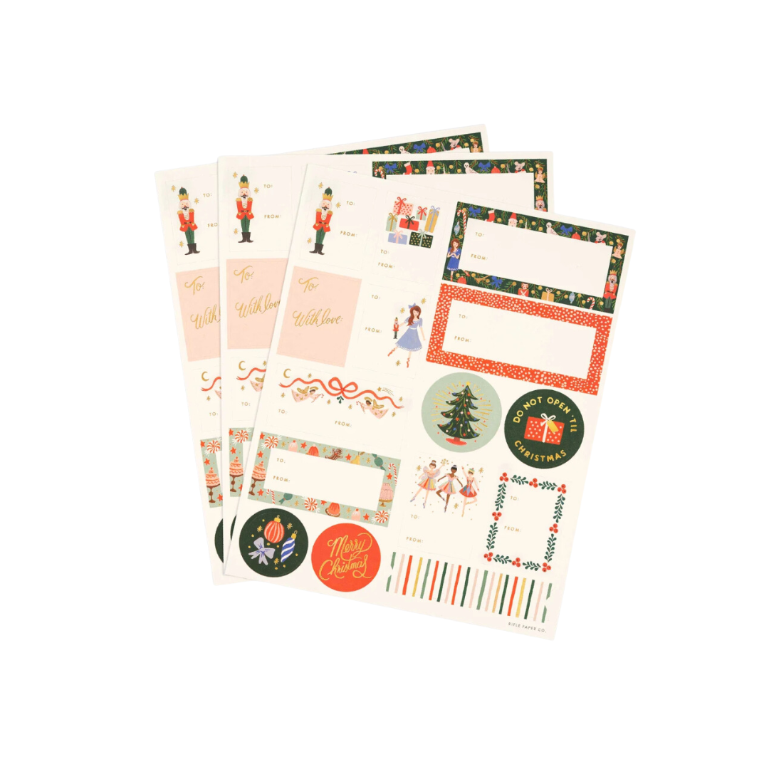 Holiday Gift Stickers - Pack of 3 Nutcracker Stickers and Labels