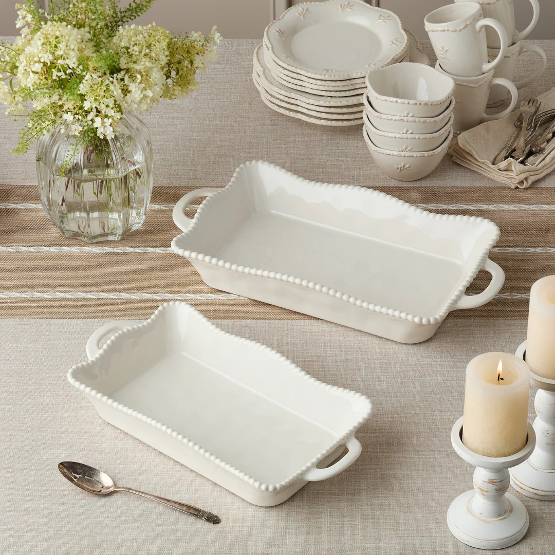 Perlette Cream Medium Rectagular Baker 14in x 8.75in