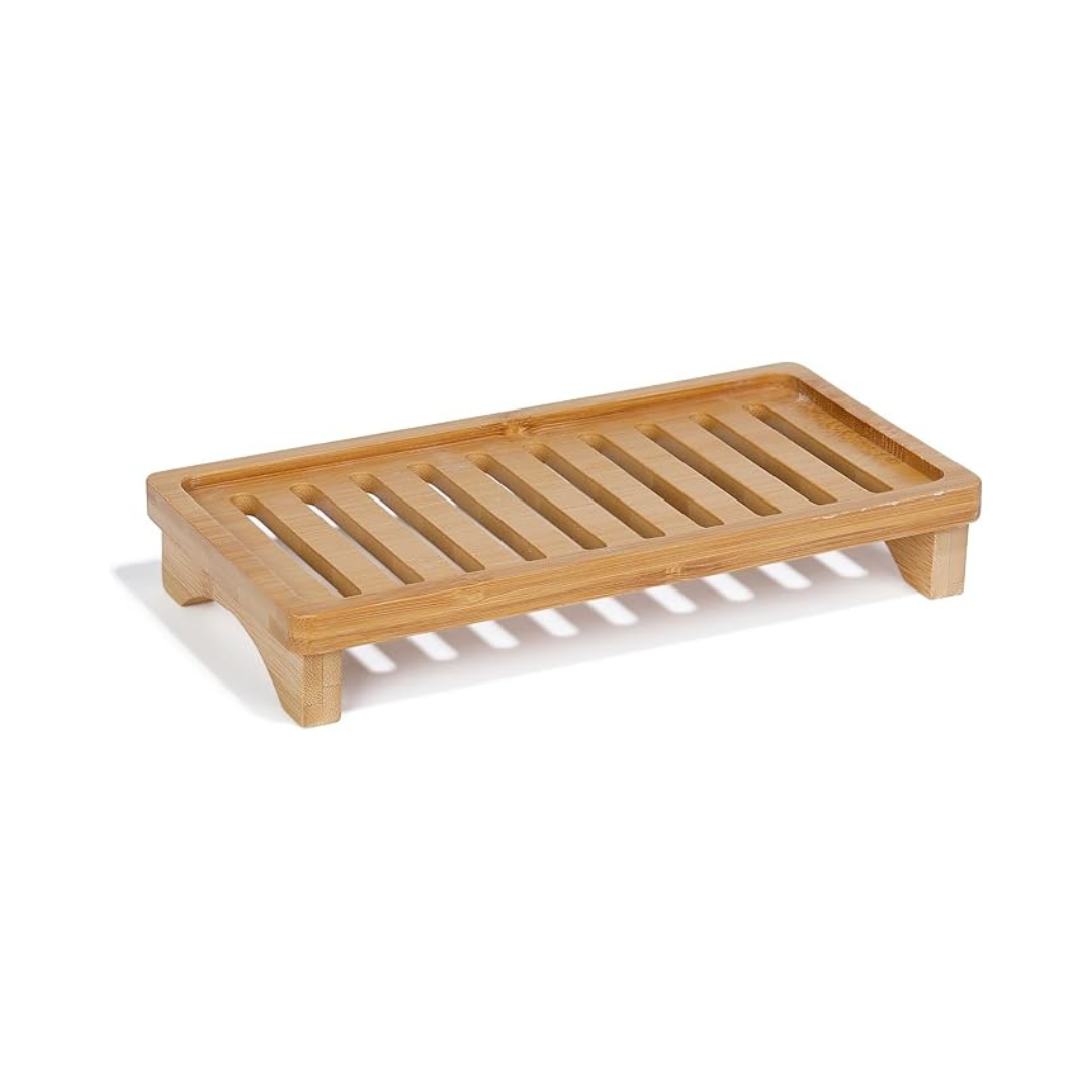Diatomite Sink Caddy with Bamboo Base - White