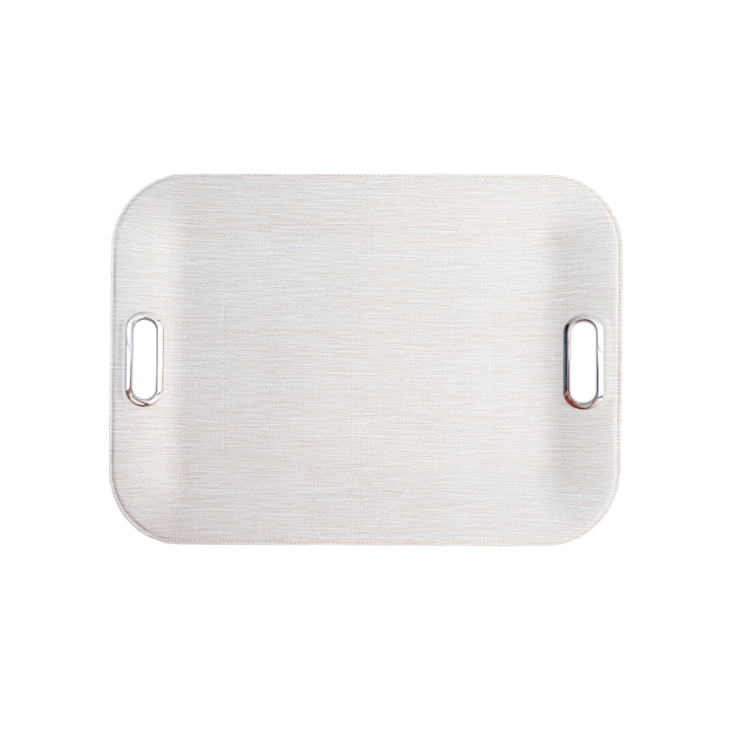 Large Serving Tray with Metal Handles - Amara Beige