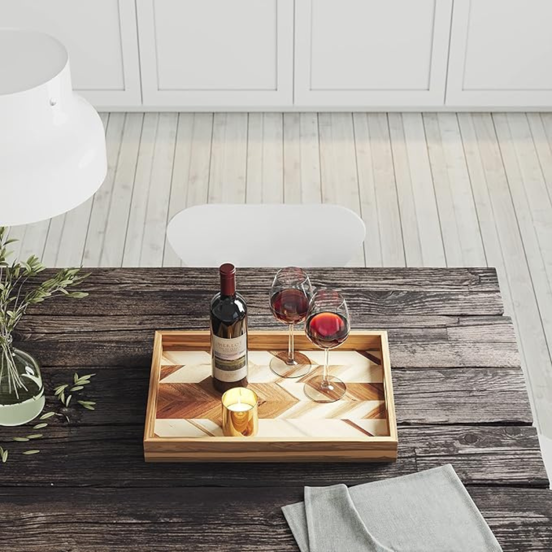 Acacia Herringbone Serving Tray
