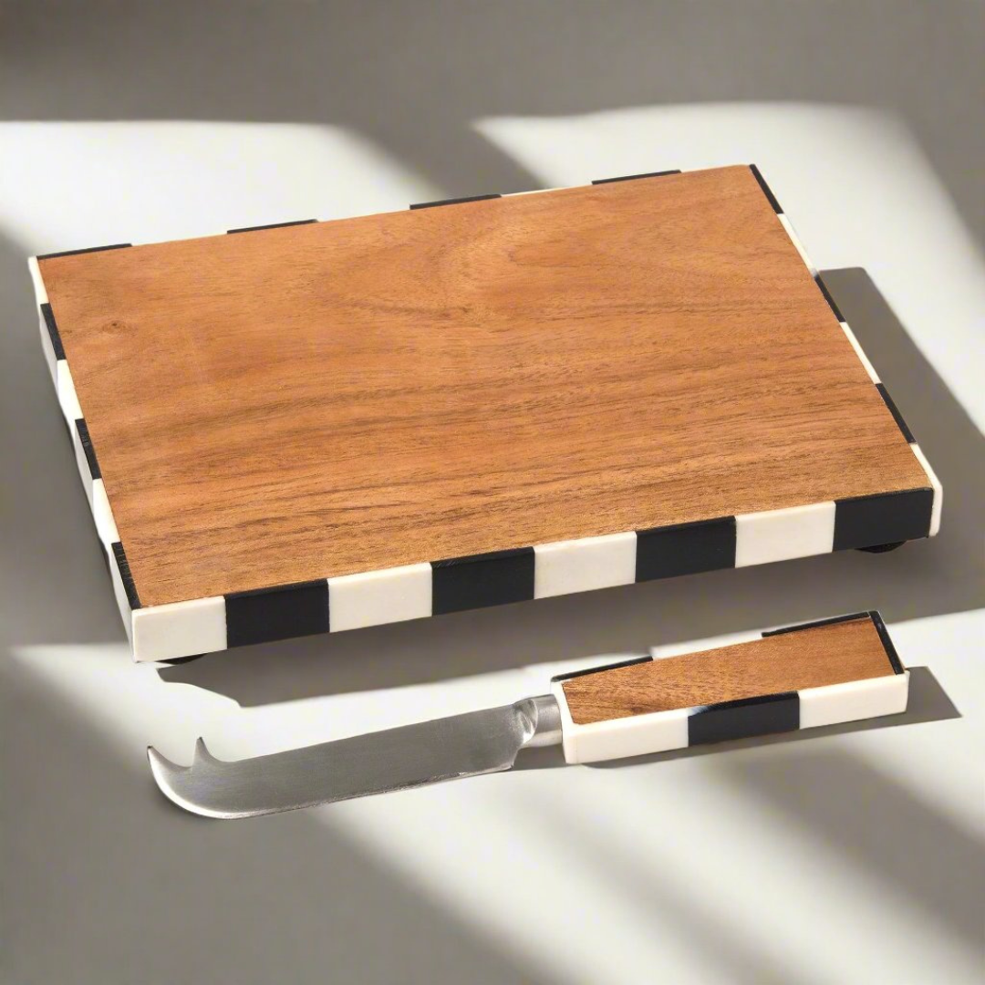 Chenonceau Checkerboard Cheese Board With Knife