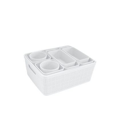 N&T 10pc Weave Organizer Basket Set Plastic White