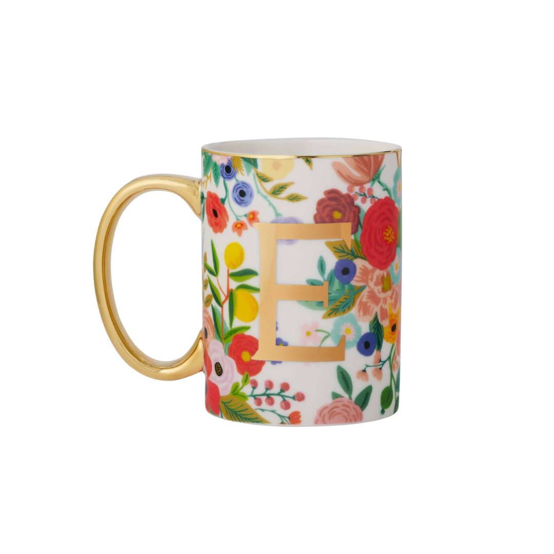 Garden Party Porcelain Monogram Mug - E