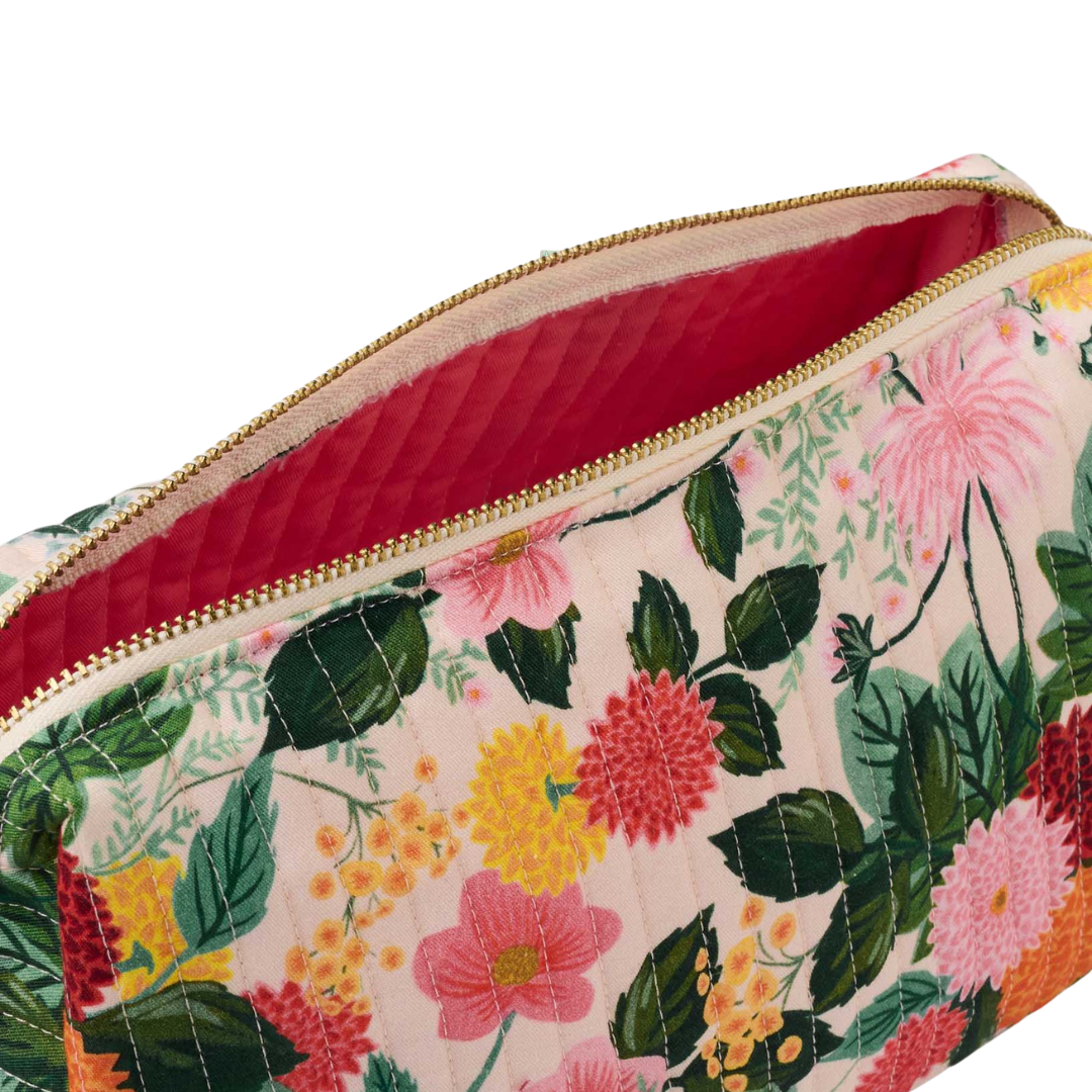 Dahlia Quilted Large Cosmetic Pouch
