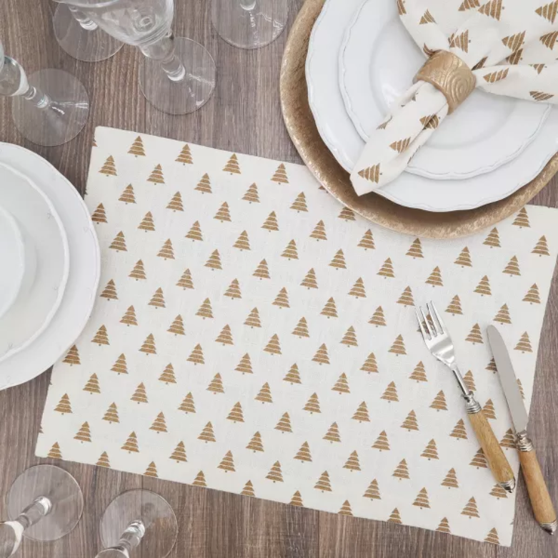 Christmas Trees Placemat Gold 14"x20"