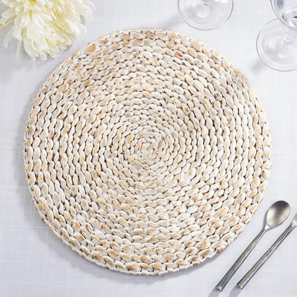 Foil Print Water Hyacinth Placemat 15" Gold Set Of 4