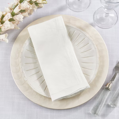 Stonewashed Overlock Border Napkin Ivory Set Of 4
