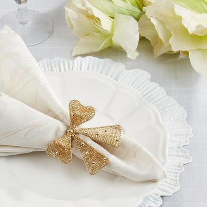 Beaded Bow Napkin Ring Set Of 4