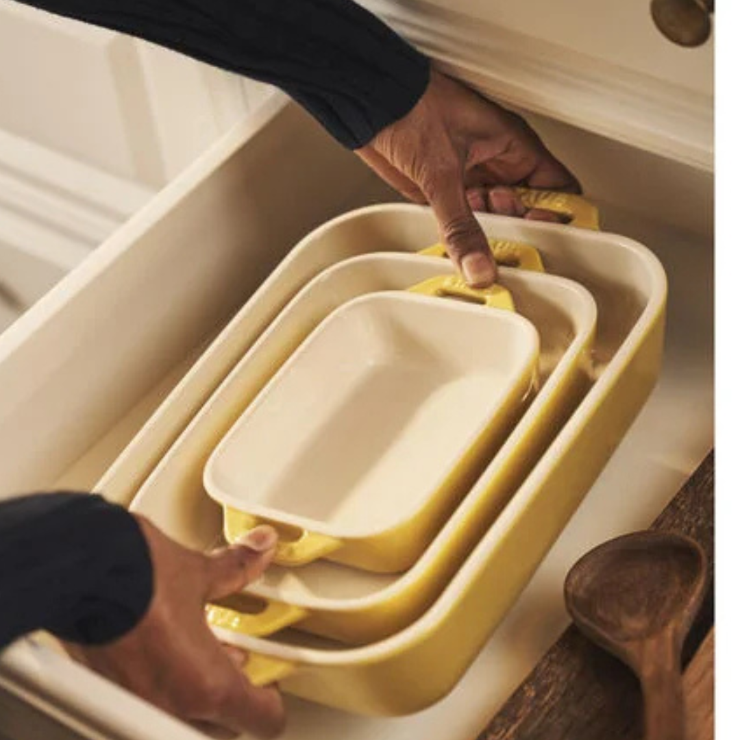 Staub Ceramic Rectangular Baking Dish 3 Piece Set - Citron