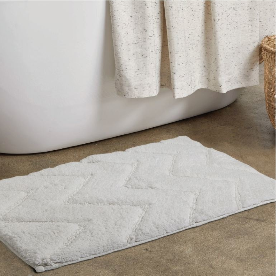 Chevron Bath Mat 100% Cotton White 20"X 30" Gsm 1830