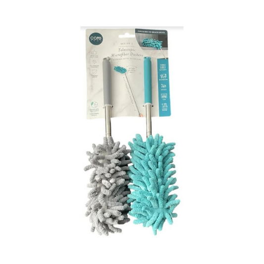 2pc Microfiber Duster with Telescopic Rotating Head - Onyx