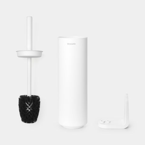 MindSet Toilet Brush and Holder, Mineral Fresh White