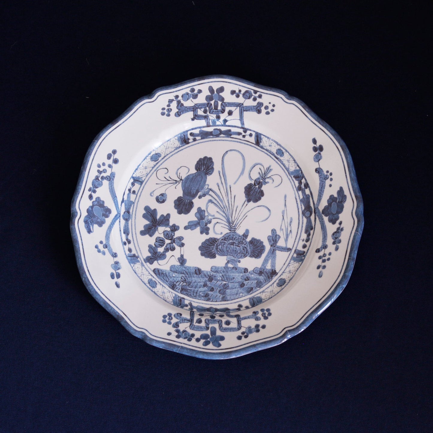 VIDA Faenza 11" Dinner Plate Set of 4 White and Blue