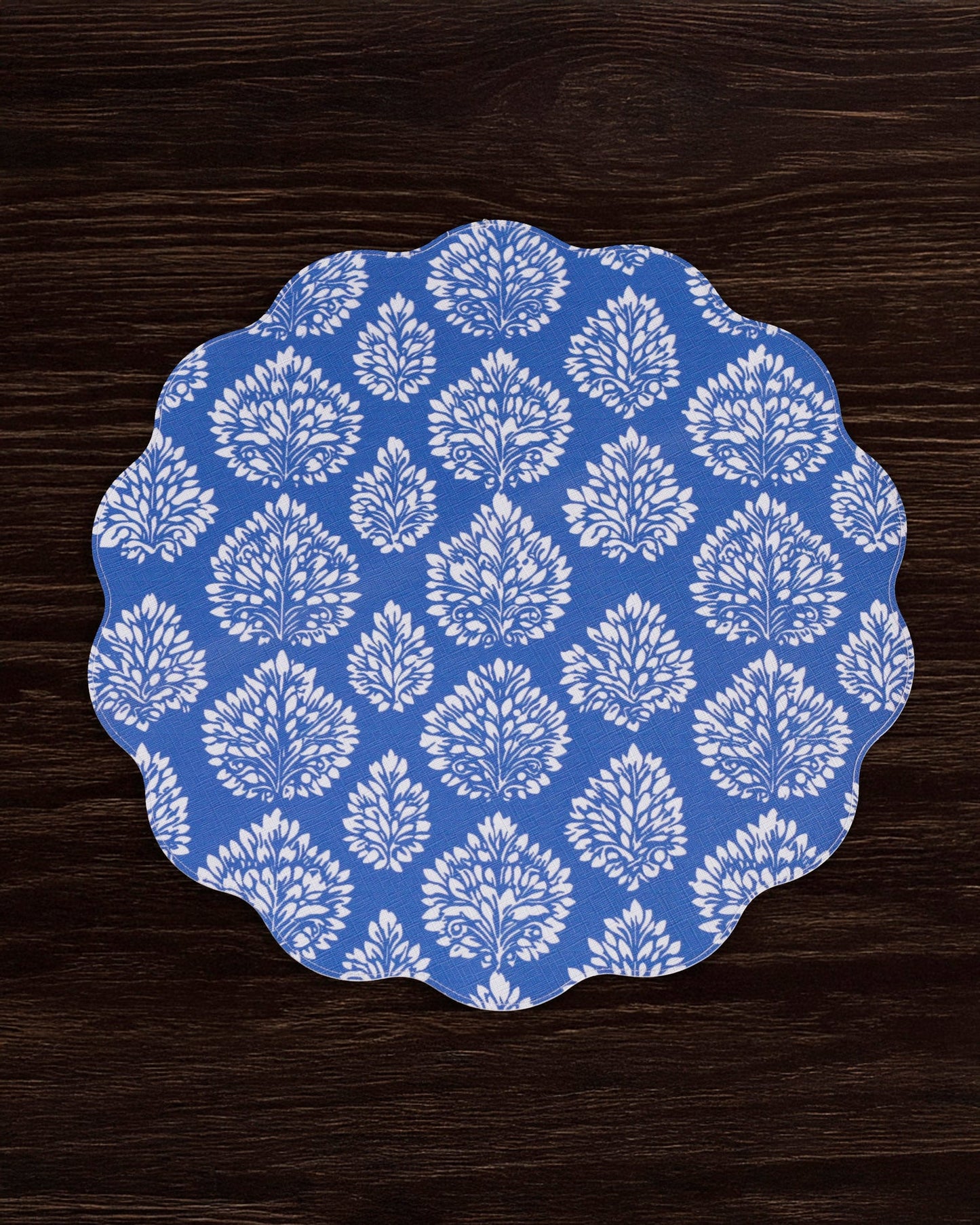 VIDA Chinoiserie Reversible Round Placemats Set of 4 Blue & White