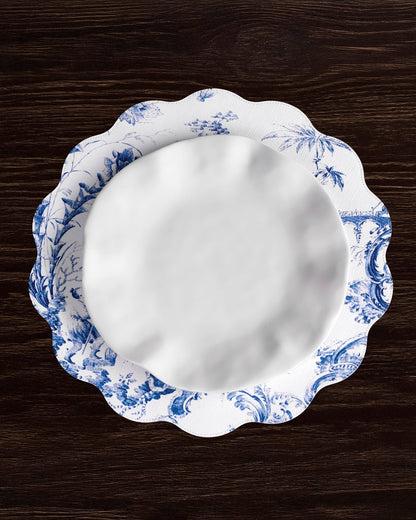 VIDA Chinoiserie Reversible Round Placemats Set of 4 Blue & White