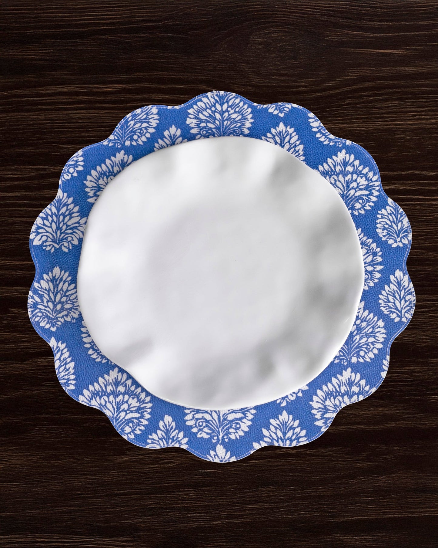 VIDA Chinoiserie Reversible Round Placemats Set of 4 Blue & White
