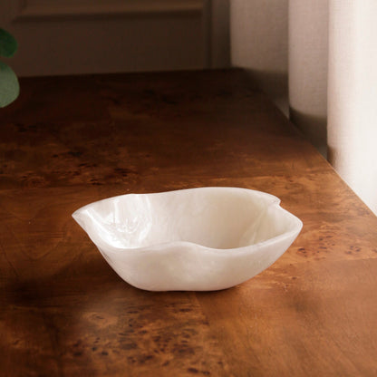 RESIN Alabaster Mini Bowl White Swirl
