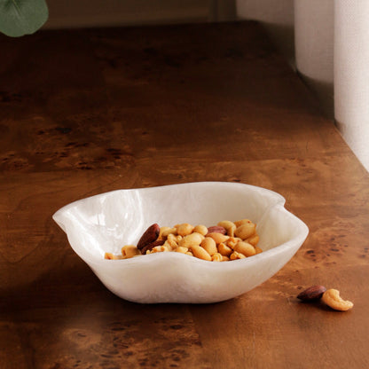 RESIN Alabaster Mini Bowl White Swirl