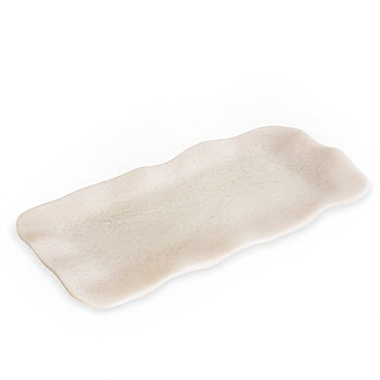 RESIN Alabaster Long Rectangle Tray White Swirl