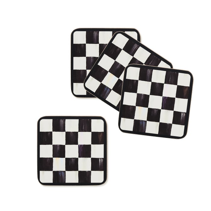 Courtly Checked Cork Back Coasters, Set of 4