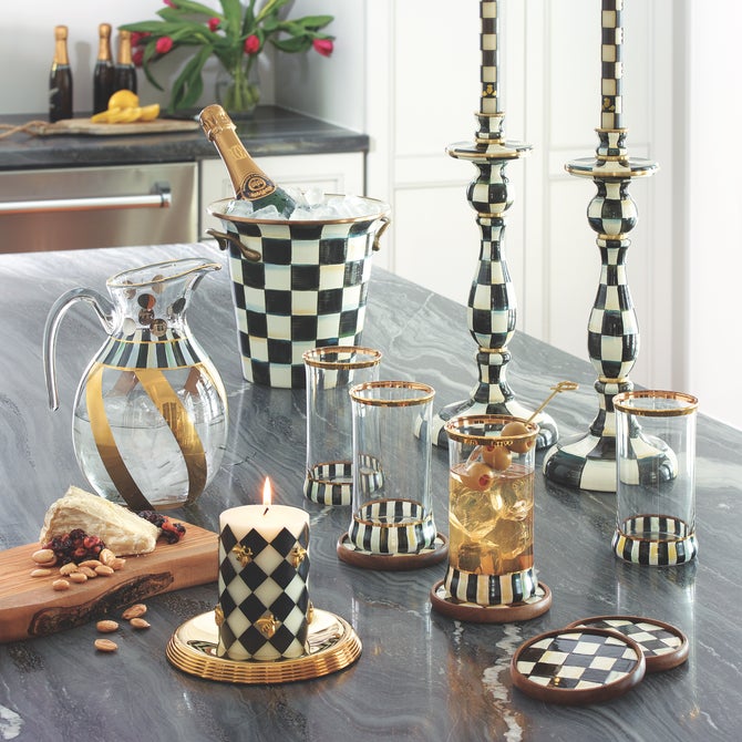 Courtly Check Enamel Coasters, Set of 4