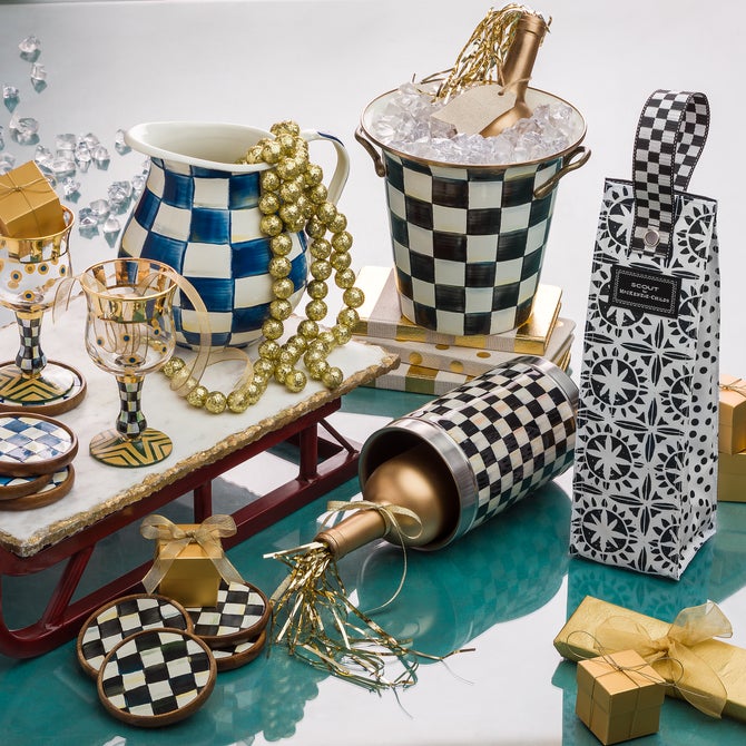 Courtly Check Enamel Coasters, Set of 4