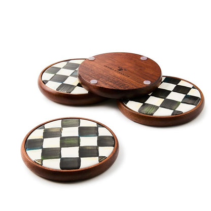 Courtly Check Enamel Coasters, Set of 4