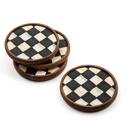 Courtly Check Enamel Coasters, Set of 4