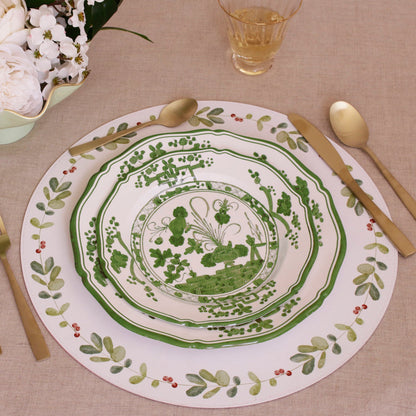 VIDA Faenza 11" Dinner Plate Set of 4 White and Green