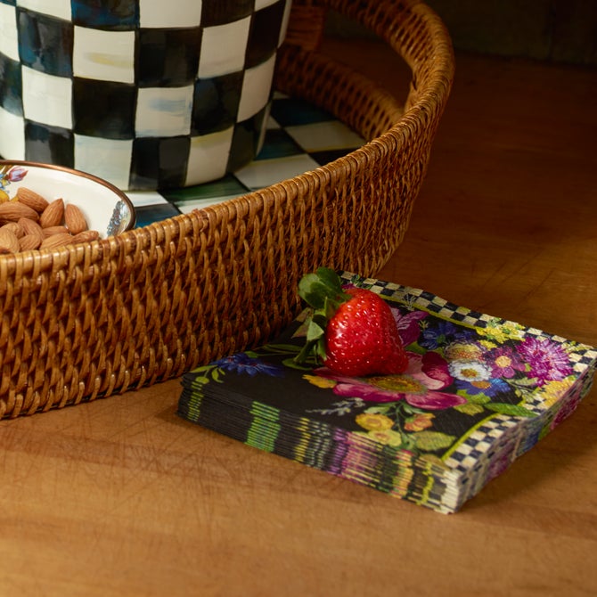 Black Flower Market Cocktail Paper Napkins