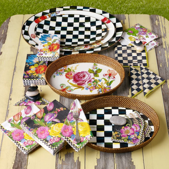 Black Flower Market Cocktail Paper Napkins