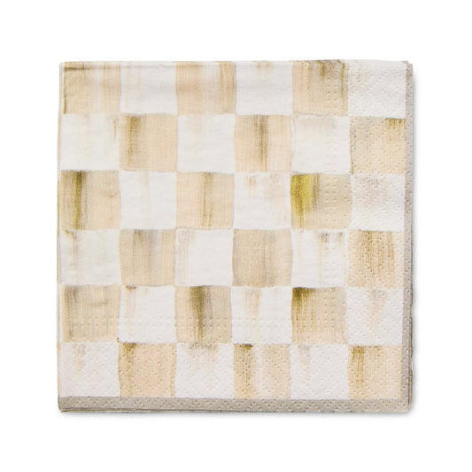 Mocha Check Cocktail Paper Napkins