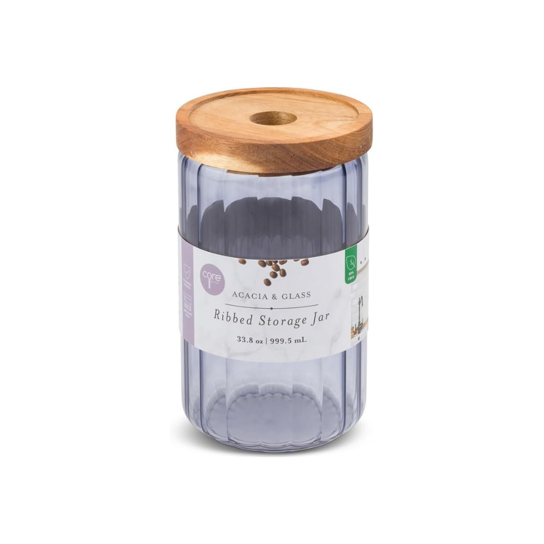 33.8oz Ribbed Glass Canister