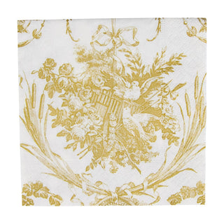 Romantic Toile Gold Cocktail Napkins