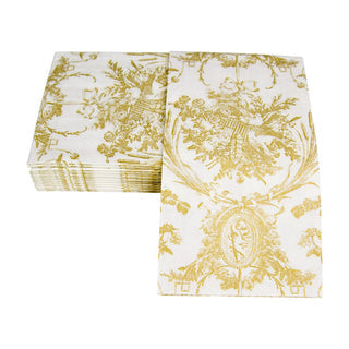 Romantic Toile Gold Guest Towel Napkins