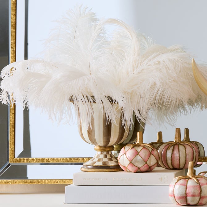 Mocha Stripe Tabletop Urn