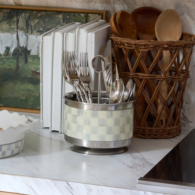 Sterling Check Supper Club Flatware Caddy