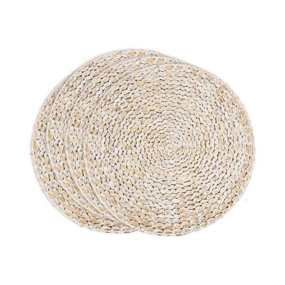Foil Print Water Hyacinth Placemat 15" Gold Set Of 4