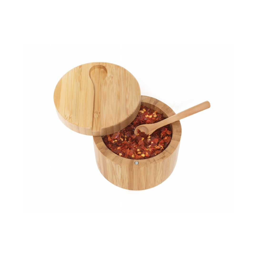 Bamboo Salt Box with Spoon