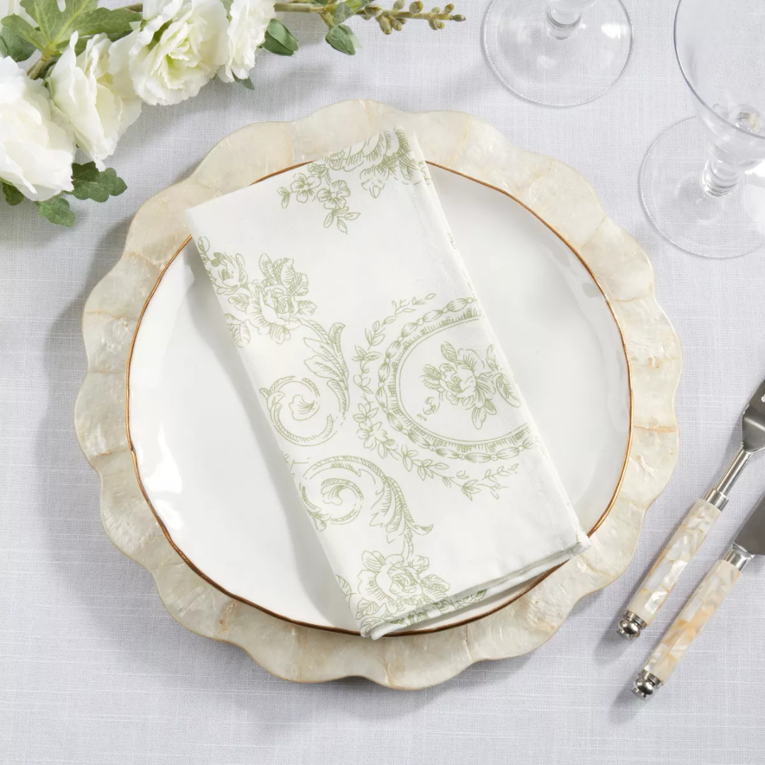 Toile Floral Napkin Set Of 4