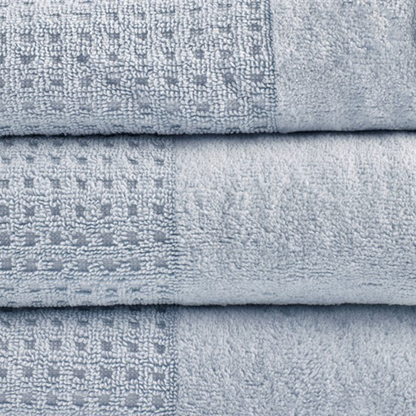 Spa Waffle Cotton Jacquard Antimicrobial Bath Towel 6 Piece Set - Blue