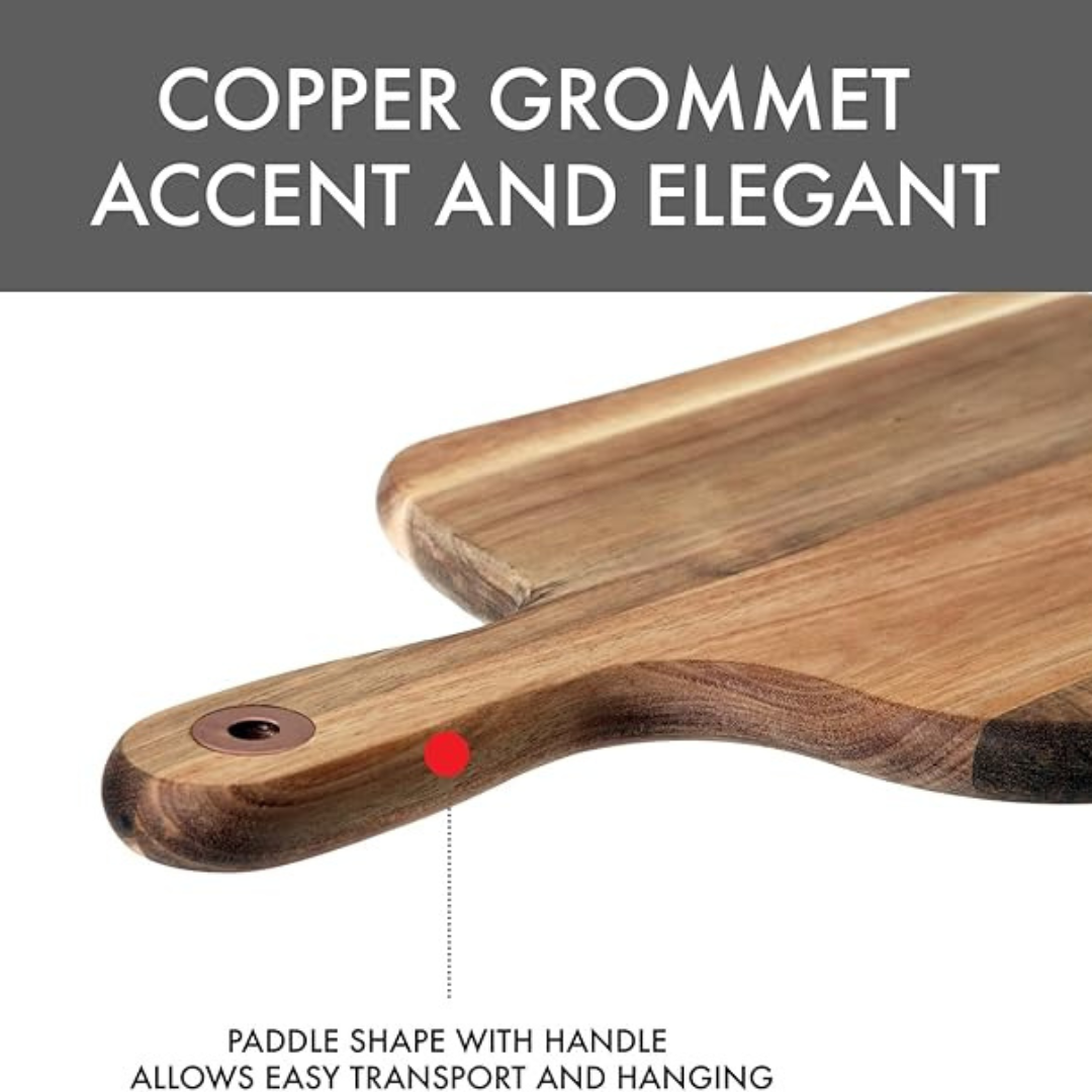 Acacia Paddle Brd W/CU Crommet 11x14.5 x 0.75